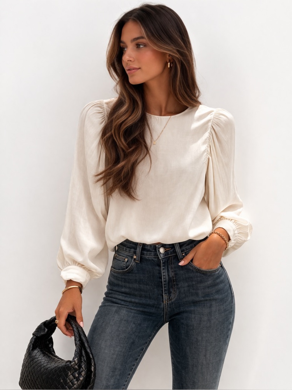 Dolan Soft Beige Draped Blouse Size S